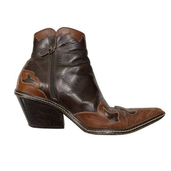 Donald J. Pliner Two-Tone Brown Ankle Boots size 8.5 - Picture 2 of 12